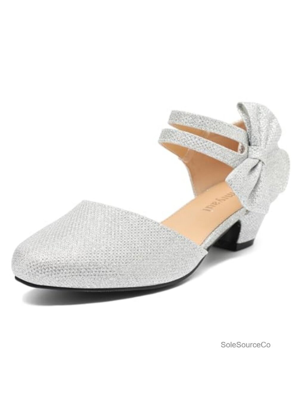 Womens Faux Leather Bow Mary Jane Low Chunky Heel Pumps D'Orsay Ankle Strap